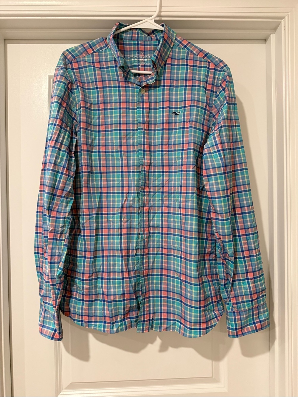 Men's Plaid Button-Down Shirt in Aqua & Pink - Vineyard Vines